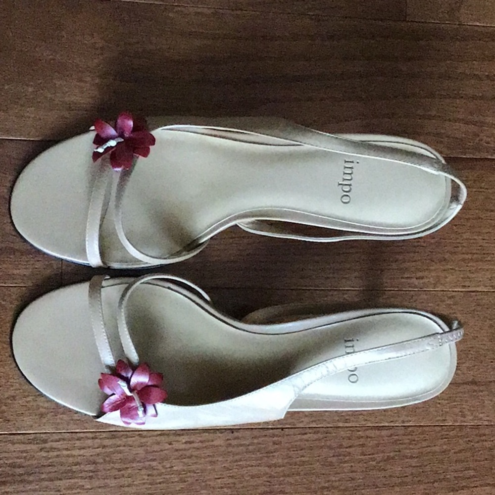 Impo leather, beige open toe 3 inch heels